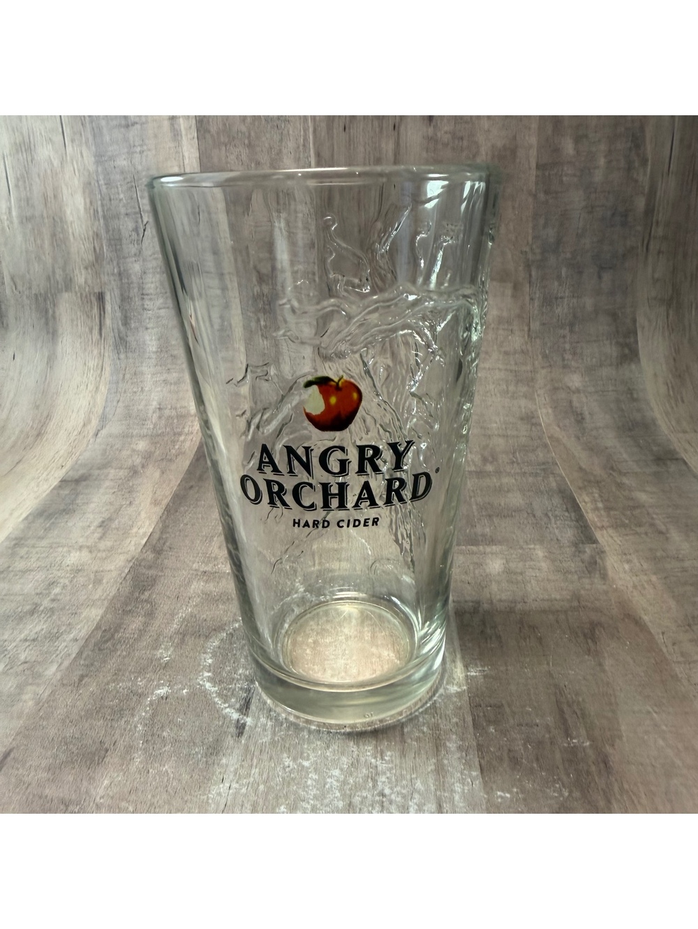 Angry Orchard Hard Cider Embossed 3D Tree Pint Glass 16 oz Heavy Beer Glass